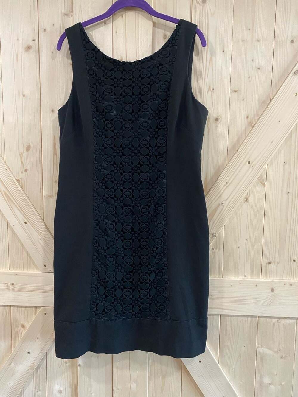 Banana Republic Black Sleeveless Crochet Front Shift Dress Size 12
